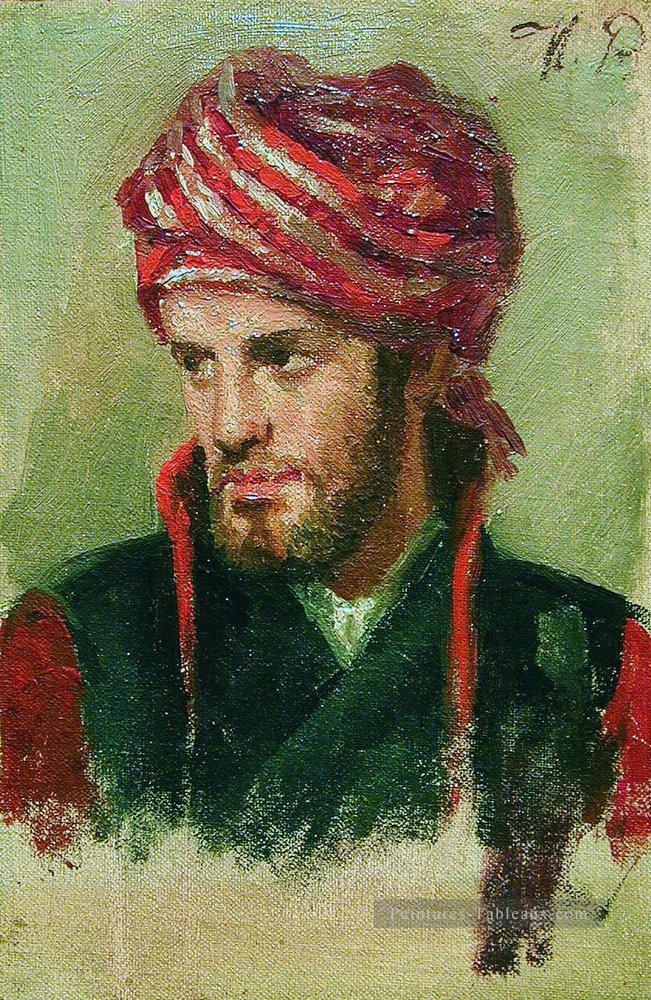 Portrait d’un jeune homme dans un turban Ilya Repin Peintures à l'huile